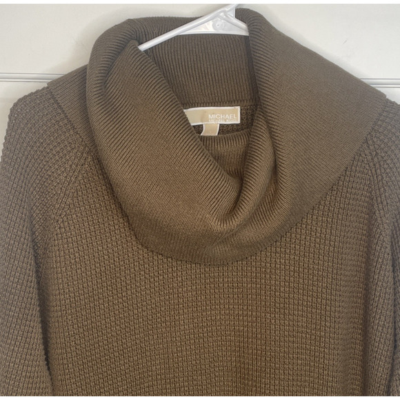 Michael Kors Women's Waffle Knit Cowl Neck Sweater Sz L Long Sleeve Cozy Modern - Picture 2 of 13